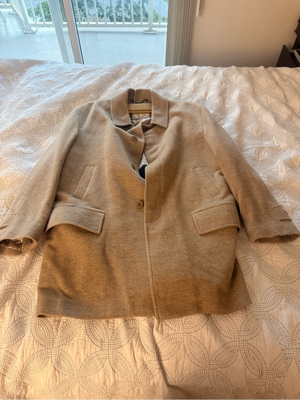 Boss Men’s  Beige Wool Pea Coat